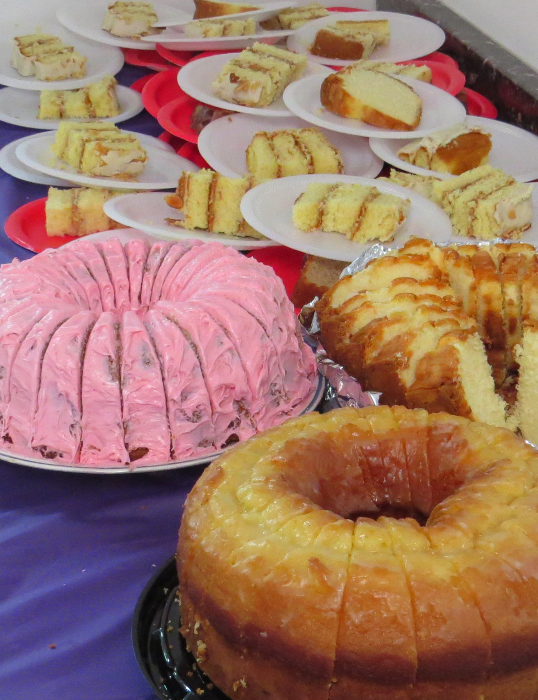 There was no shortage of cake during a lunch between April 23 services at Chubb Chapel United Methodist Church, in Chubbtown, Georgia. The historic black church meets on the second and fourth Sundays of every month, but had a second service on April 23 to raise funds for maintenance of the nearby cemetery. Photo by Sam Hodges, UMNS.