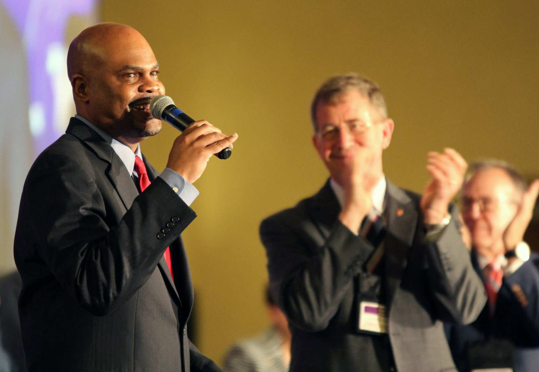 The Rev. Junius Dotson has been speaking at annual conferences this summer, introducing the “See All the People” initiative of Discipleship Ministries, the agency he leads. Here he was speaking to last summer’s  South Central Jurisdictional Conference, which met in Wichita, Kansas. Photo by Todd Seifert.