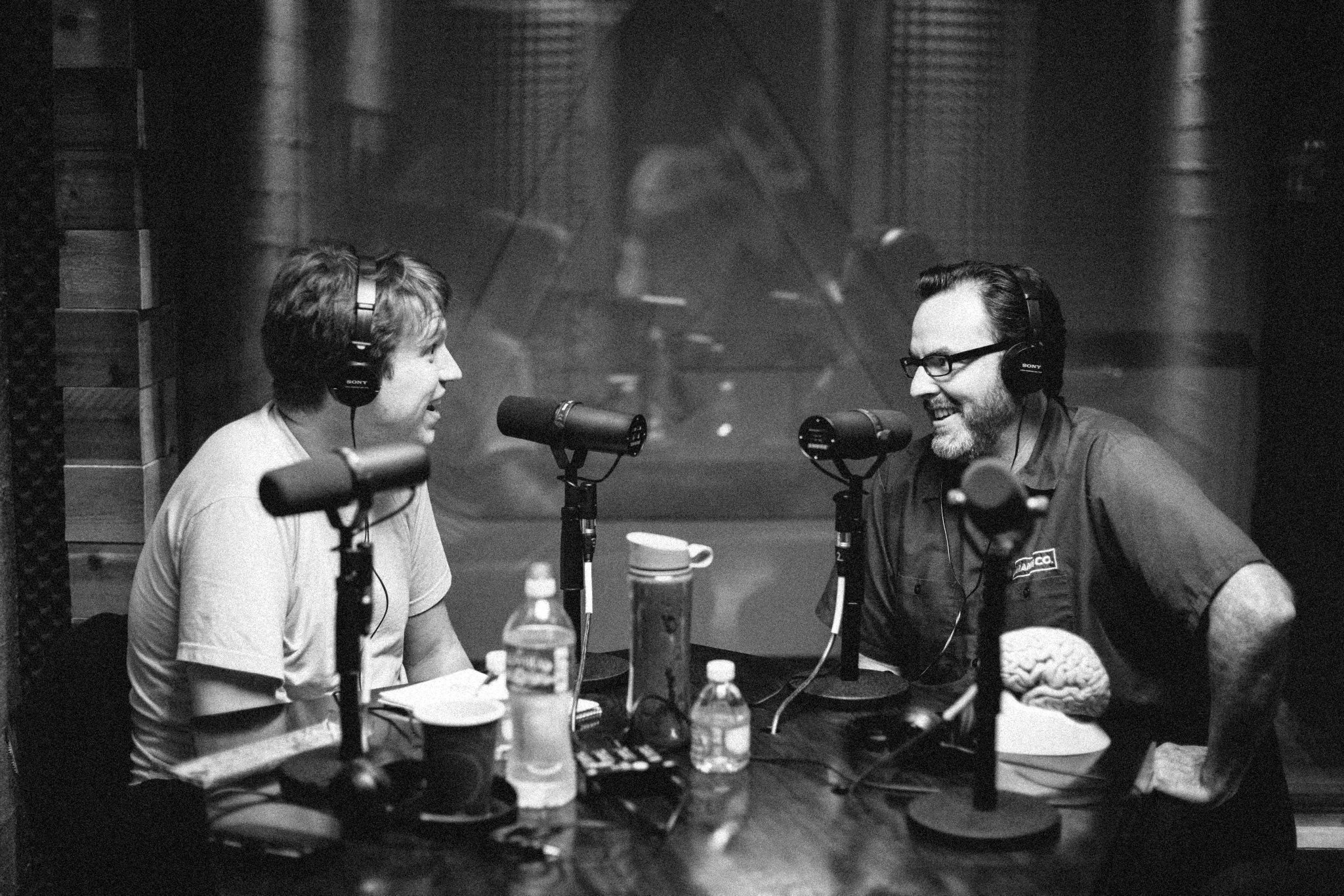 Mike McHargue, aka Science Mike, right, appears as a guest on the popular podcast, “You Make It Weird with Pete Holmes.” Although science and religion have been cornerstones of his life, McHargue says he does not pretend to be either a scientist or theologian. “I am an avid reader and researcher.” Photo courtesy of David Tosti.