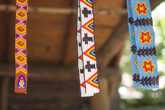 Examples of fine beading are on display at Oconaluftee Indian Village in Cherokee, N.C. Photo by Kathleen Barry, UMNS.