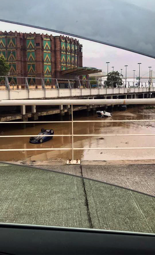 A view of a bridge in Macau, China after Typhoon Hato, the biggest storm to hit the area in year. Photo courtesy of Macau Dangerous Driving.