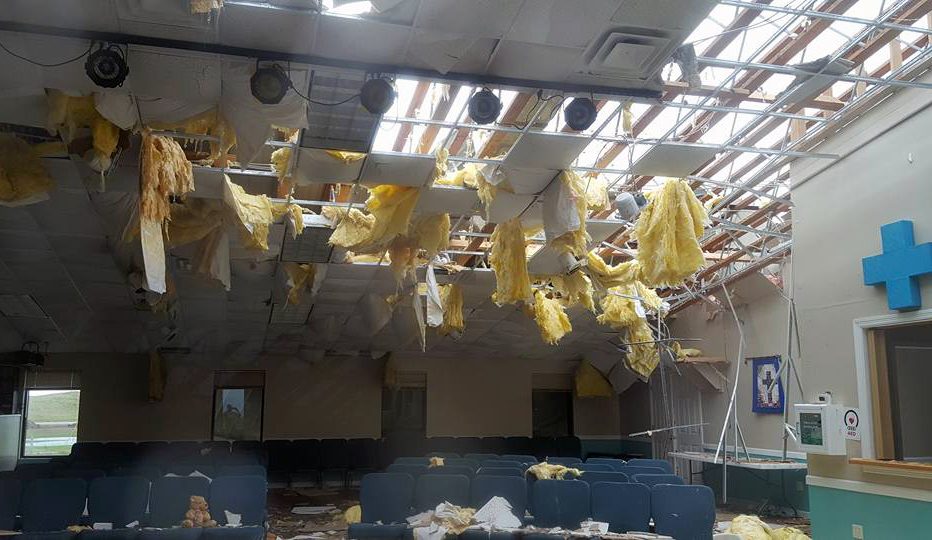 The Island in the Son United Methodist Church in Corpus Christ, Texas, was badly damaged by Hurricane Harvey. The Rio Texas Conference hopes to get emergency response teams to the Corpus Christi area by Aug. 29. Photo courtesy the Rio Texas Conference.