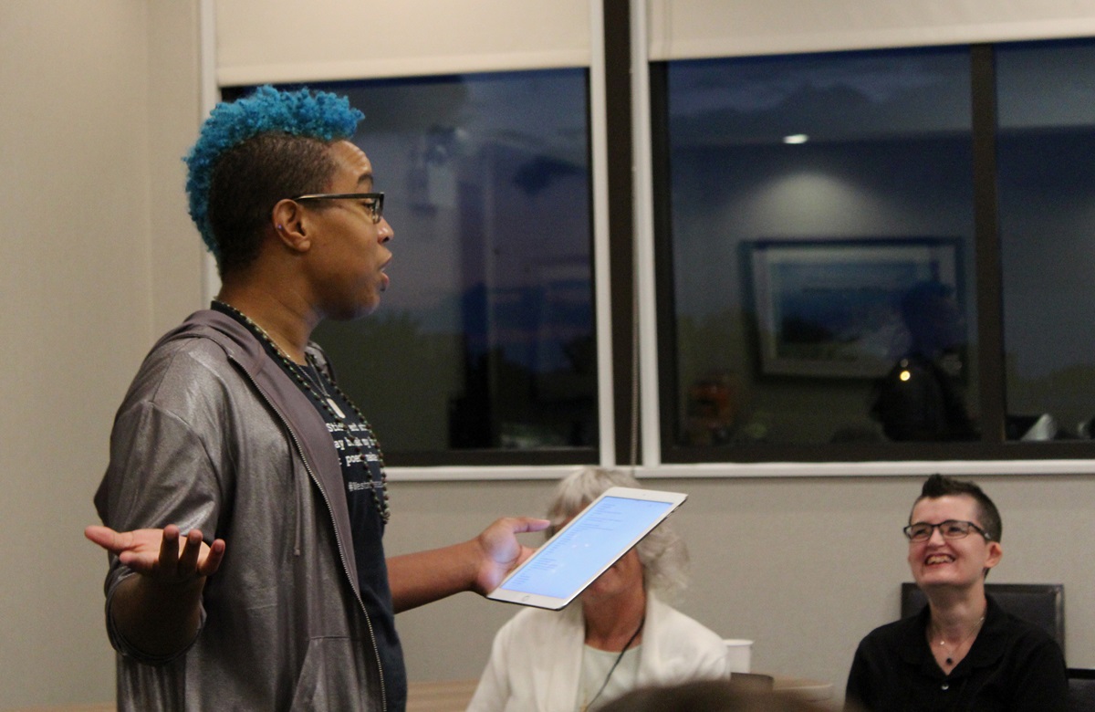 Facilitator J Mase III shares his poetry with participants at Rooted, an ecumenical trans and gender-expanded retreat held in Chicago Aug. 11-13. 