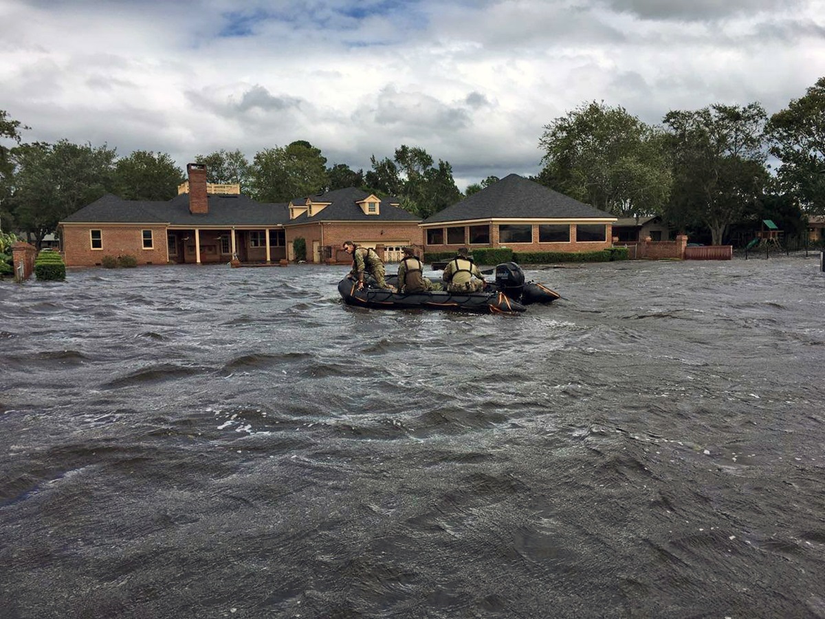 Soldiers with Florida National Guard's 20th Special Forces Group are going door to door in the Jacksonville area around Ortega Island following Hurricane Irma, Sept 11, 2017. Photo courtesy of the Florida National Guard.