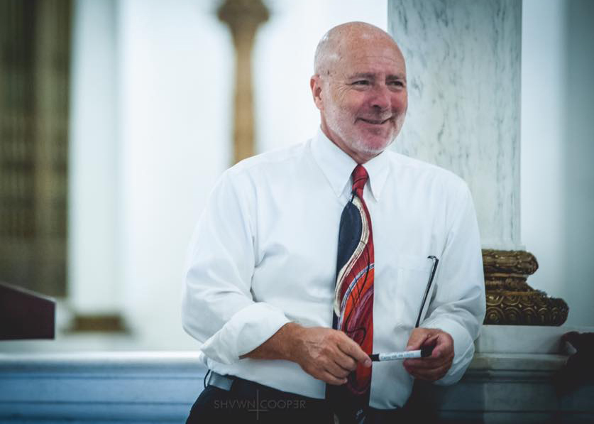 The Rev. Ron Parks, pastor of Calvary United Methodist Church, spoke on behalf of Tina Brosius at parole board hearing for commutation of her life sentence. 