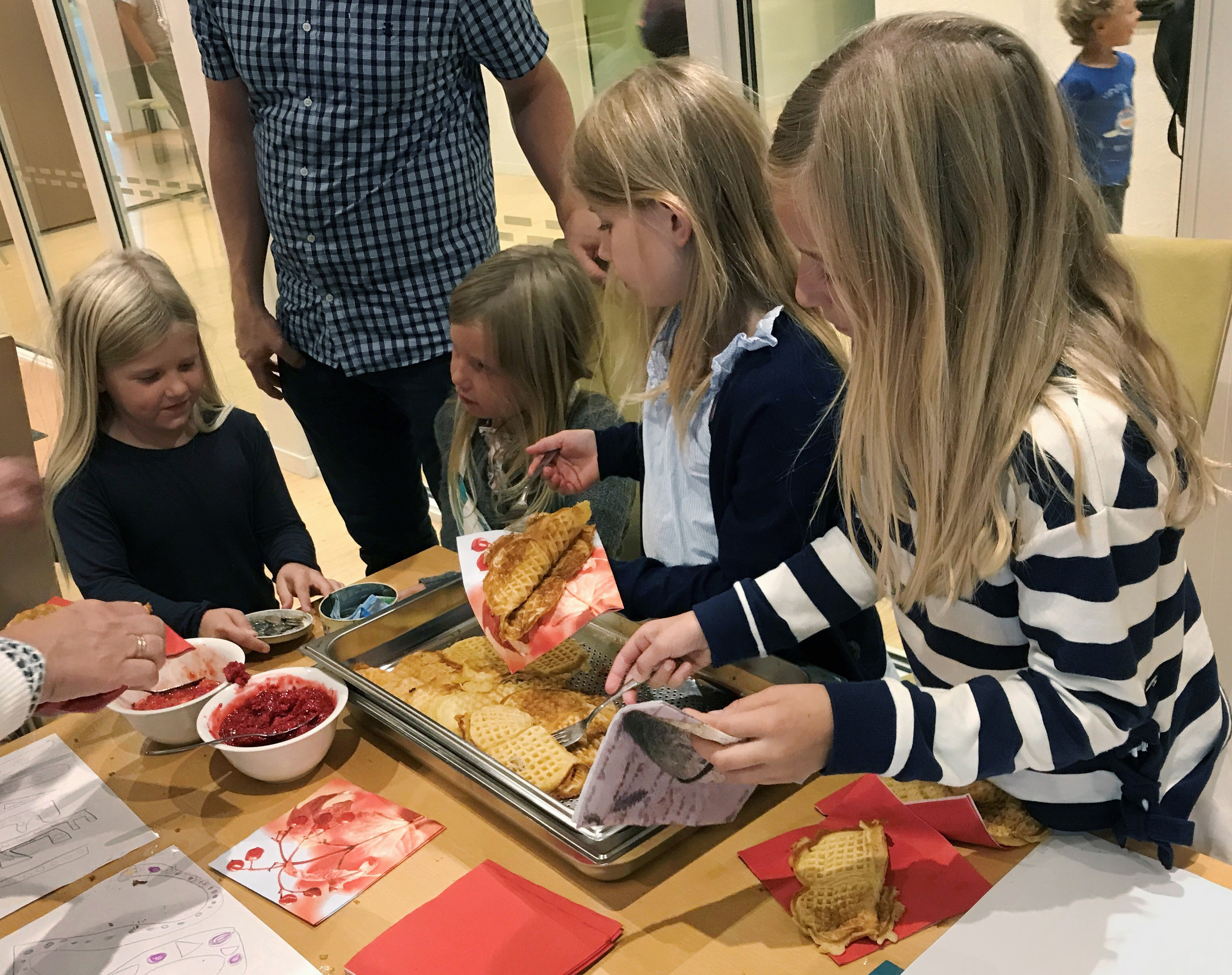 When children in the United Methodist congregation in Arendal, Norway, heard about the mudslide and flooding in Sierra Leone, they sold waffles, coffee and treats and raised $200 to help children now homeless because of the disaster. Norwegian United Methodists sent $39,000 in total to Sierra Leone. Photo by Stig-Johnny Jørstad.