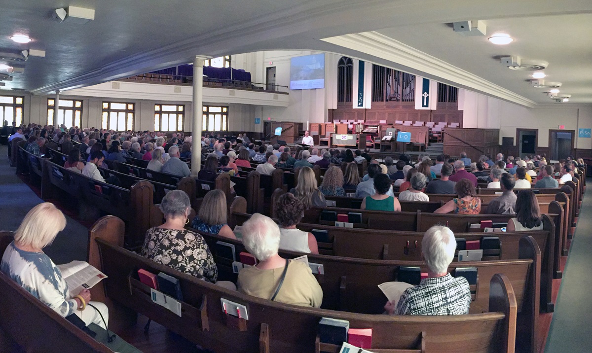 Members of First United Methodist Church in Austin, Texas, prepare to vote on a resolution that would halt weddings while the denomination bans same-gender couples from marrying in its churches. Photo courtesy of First United Methodist Church.