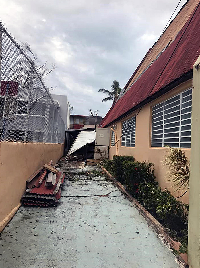 The San Juan Apostle Methodist Church in Santurce, San Juan, Puerto Rico, lost part of its roof. Photo courtesy of the Facebook page of Bishop Hector F. Ortiz.