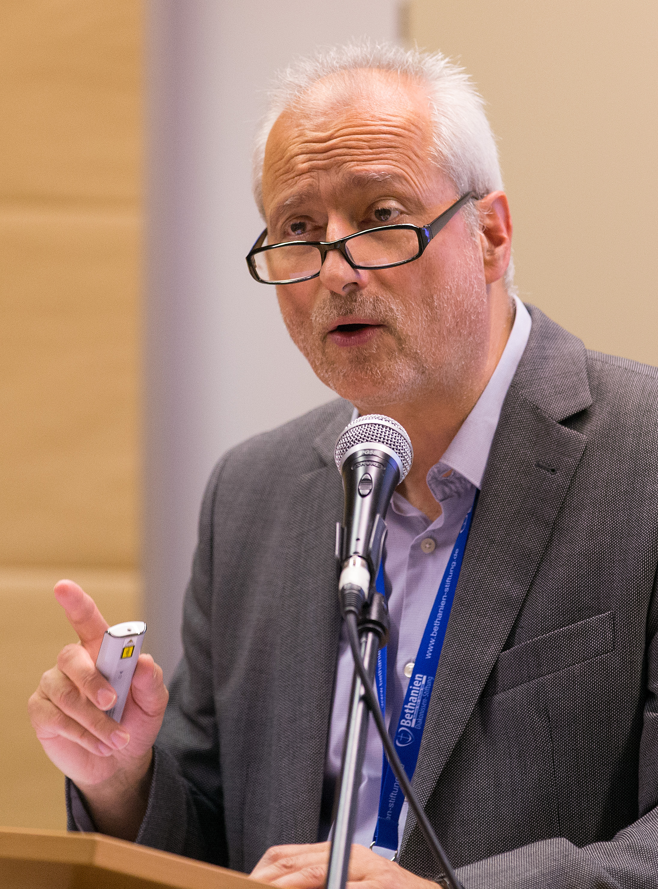 Prof. Holger Eschmann makes a presentation on spirituality and health during the International Health Forum of The United Methodist Church in Stuttgart, Germany. Photo by Mike DuBose, UMNS.