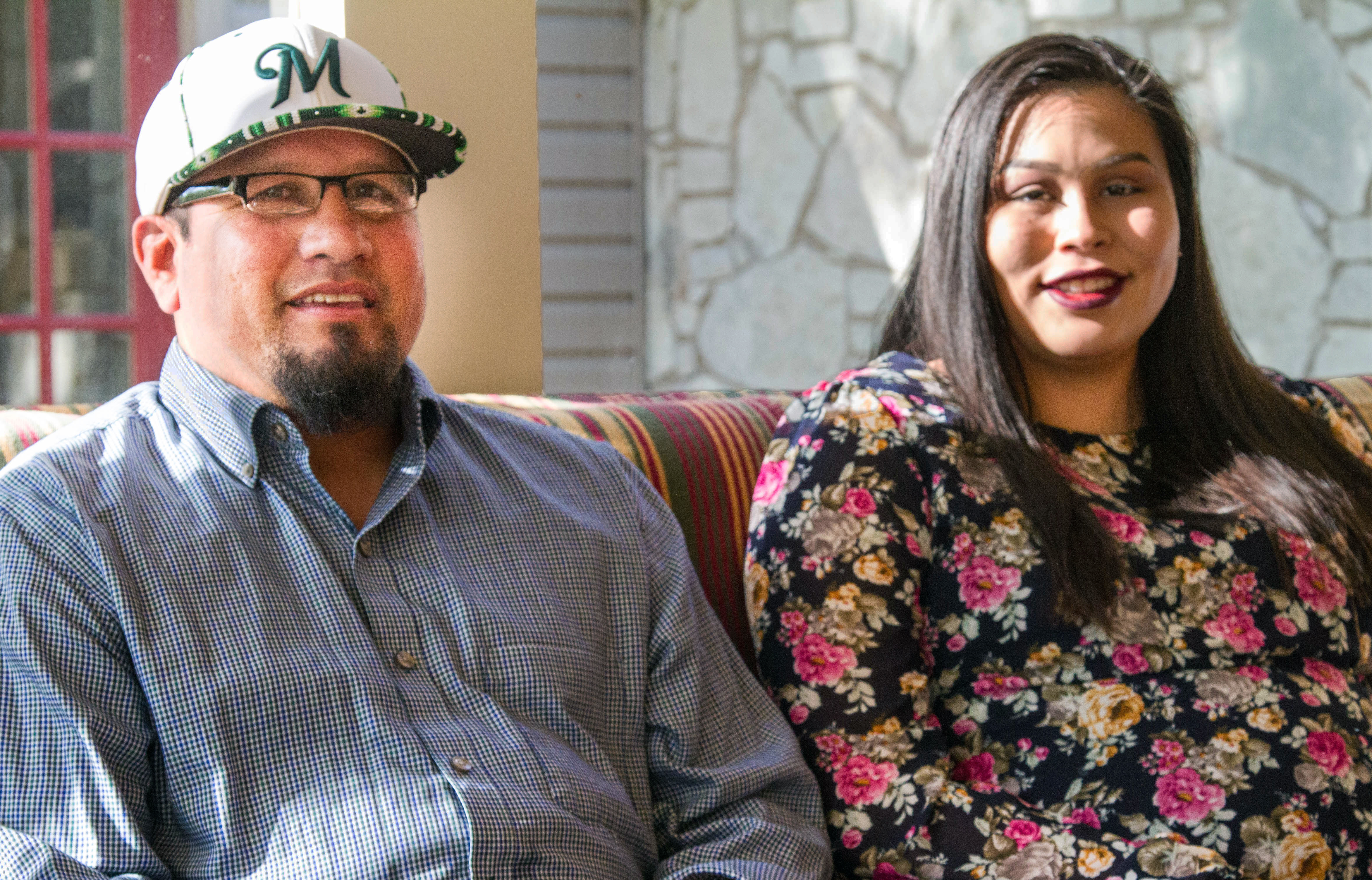 Bailee Allen (right) credits Phillip “Bugsy” Barnoski, family and community coordinator at Oklahoma’s Rougher Alternative Academy, with helping her get her life on track. Now 19, she is enrolled at the College of the Muscogee Nation, where she is studying to be a student services worker. “Just seeing how Bugsy impacted kids that didn’t have much, making them feel happy, making them feel important and equal, made me want to do that,” she said. Photo by Ginny Underwood, UMNS. 