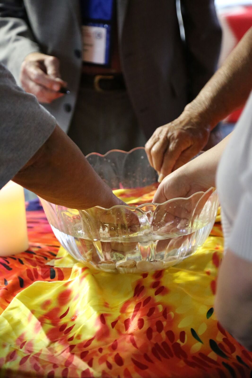 At the Northeastern Jurisdiction Native American Ministries Committee annual gathering, attendees remembered their baptism and call to be water protectors. Photo by the Rev. Deborah Coble, West Virginia Conference.