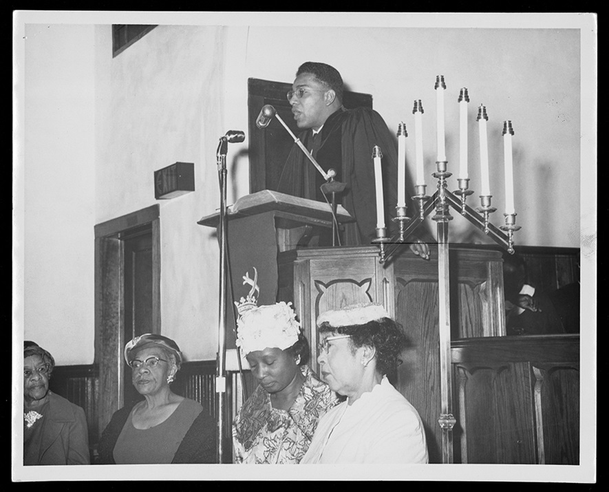 The Rev. W. T. Handy, preaching in the 1950s. He later was elected one of the early African-American bishops in The United Methodist Church’s South Central Jurisdiction, and he’s among three African-American episcopal leaders featured in an exhibit at Perkins School of Theology’s Bridwell Library. Photo courtesy Bridwell Library.