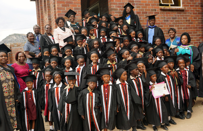 Sixty-two children graduated from a new e-learning program at Murehwa Day Care Centre in Zimbabwe. The program, sponsored by The United Methodist Church in collaboration with the Ministry of Primary and Secondary Education in Zimbabwe, aims to have computer laboratories at all United Methodist-run schools in Zimbabwe by 2025. Photo by Kudzai Chingwe, UMNS.