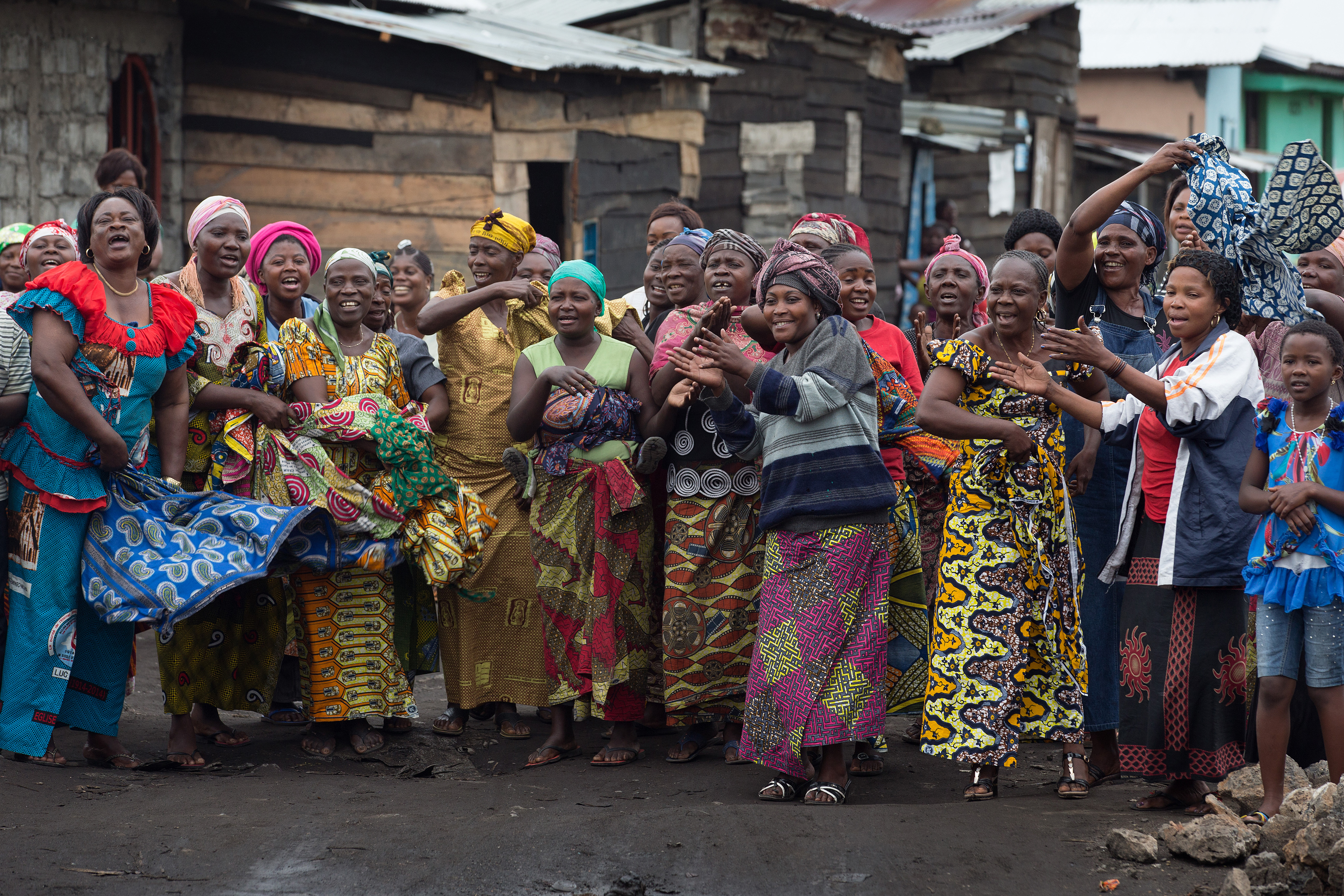 Women of Office United Methodist Church in Goma, Democratic Republic of Congo, welcome visitors to the church which offers ministries to women affected by their country's 20 years of war. File photo by Mike DuBose, UMNS.