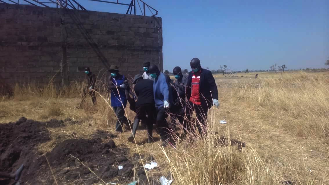 A victim is carried to a mass grave in the village of Katibu in Lau, Nigeria. A recent attack by herdsmen in Taraba State left more than 50 people dead, including 38 United Methodists, according to the Rev. Irmiya Bako, district superintendent of the Yugorobi district. Photo by the Rev. Ande I. Emmanuel, UMNS.
