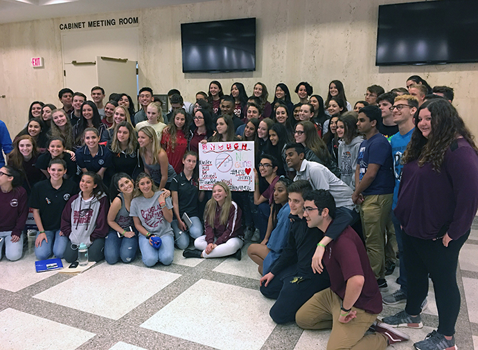 Ninety-five survivors of the latest school shooting at Marjory Stoneman Douglas High School appealed to Florida lawmakers on Feb. 21 to change laws to end the killings. Photo by Catherine Kuhns.