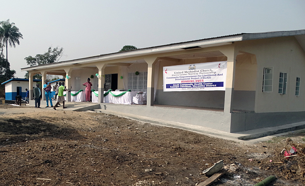 A new health center in Joyah, Sierra Leone, will provide prenatal care, routine deliveries, immediate postnatal and neonatal care, vaccinations and other services. The center was built with support from The United Methodist Church in Norway. Photo by Phileas Jusu, UMNS.