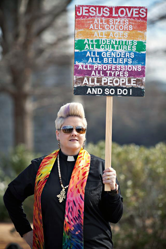 Anna Golladay, seen here participating in the 2017 Women’s March, was fired for performing a same-sex wedding of two congregants. Golladay was a licensed local pastor serving at St. Marks and St. Elmo United Methodist churches in Chattanooga, Tenn. Photo courtesy of Reconciling Ministries Network.