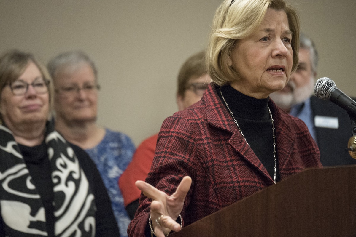 Linda Young, a member of Clifton United Methodist Church, Cincinnati, Ohio, spoke on behalf of her pastor, the Rev. David Meredith, in a press conference on March 8.
