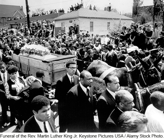 Funeral of the Rev. Martin Luther King Jr. Photo courtesy of Keystone Pictures USA / Alamy Stock Photo.       