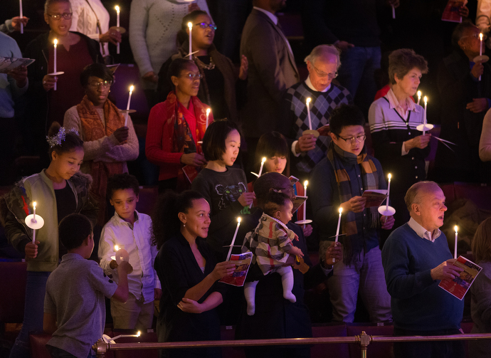 Methodist Central Hall, Westminster, in London hosts a traditional carol service during Advent. The hall was built to mark the centenary of John Wesley's death and hosted the first meeting of the United Nations General Assembly in 1946. Photo by Mike DuBose, UMNS.