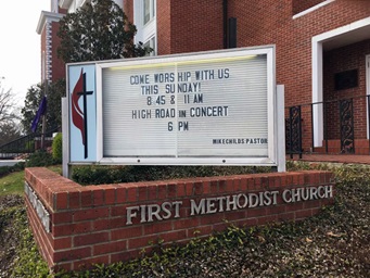 First United Methodist Church in Louisville, Miss., is one of two congregations whose members voted to withdraw from The United Methodist Church in March. Photo courtesy of First United Methodist Church.   First United Methodist Church in Louisville, Miss., is one of two congregations whose members voted to withdraw from The United Methodist Church in March. Photo courtesy of First United Methodist Church.