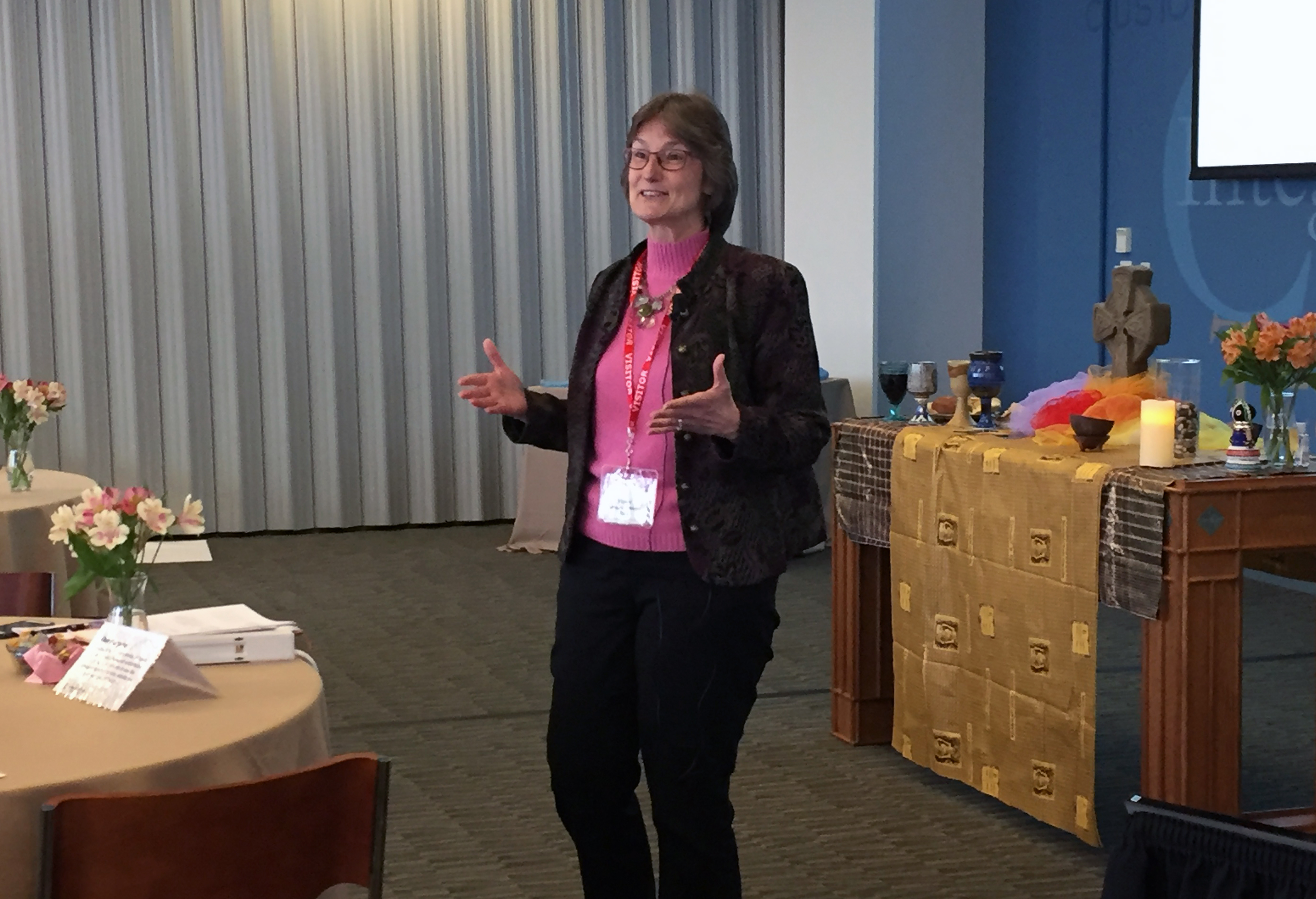 Bishop Sandra L. Steiner Ball speaks during the April 2018 meeting of the Connectional Table. The meeting addressed the Way Forward Commission's work and the worldwide nature of the church. Photo by Heather Hahn, United Methodist News Service.