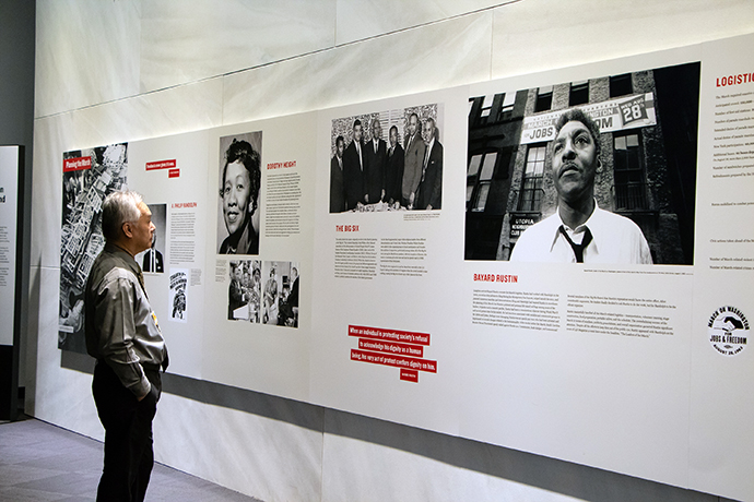 Dr. Glenn Roy Villa Paraso, a director for the Board of Global Ministries, looks at an exhibit at the Center for Civil and Human Rights in Atlanta. Photo by Jennifer Silver, General Board of Global Ministries.