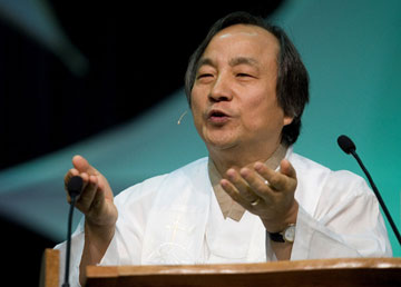 Bishop Hee-Soo Jung gives the sermon during morning worship at the 2008 United Methodist General Conference in Fort Worth, Texas.  A UMNS  file photo by Mike DuBose.