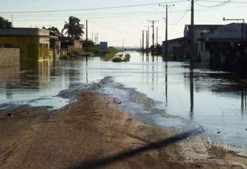 Xai-Xai city street is under water after flooding in Mozambique.