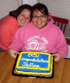 Sunrise Ross (left) celebrates her daughter's acceptance into Oklahoma City University. Photo by Nikki Ross.