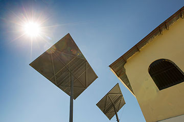 Solar panels power a computer lab at the Thomas Food Project. The program is part of a United Methodist Communications effort to use technology for development.