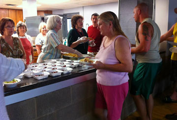 Aldersgate United Methodist Church, Sissonville, W. Va., has served three meals a day since violent storms struck the area on June 29. Photo courtesy of the West Virginia Annual Conference.