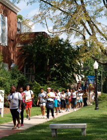 Students walk across the campus of Bennett College for Women in Greensboro, N.C. Photo courtesy of Bennett College for Women.
