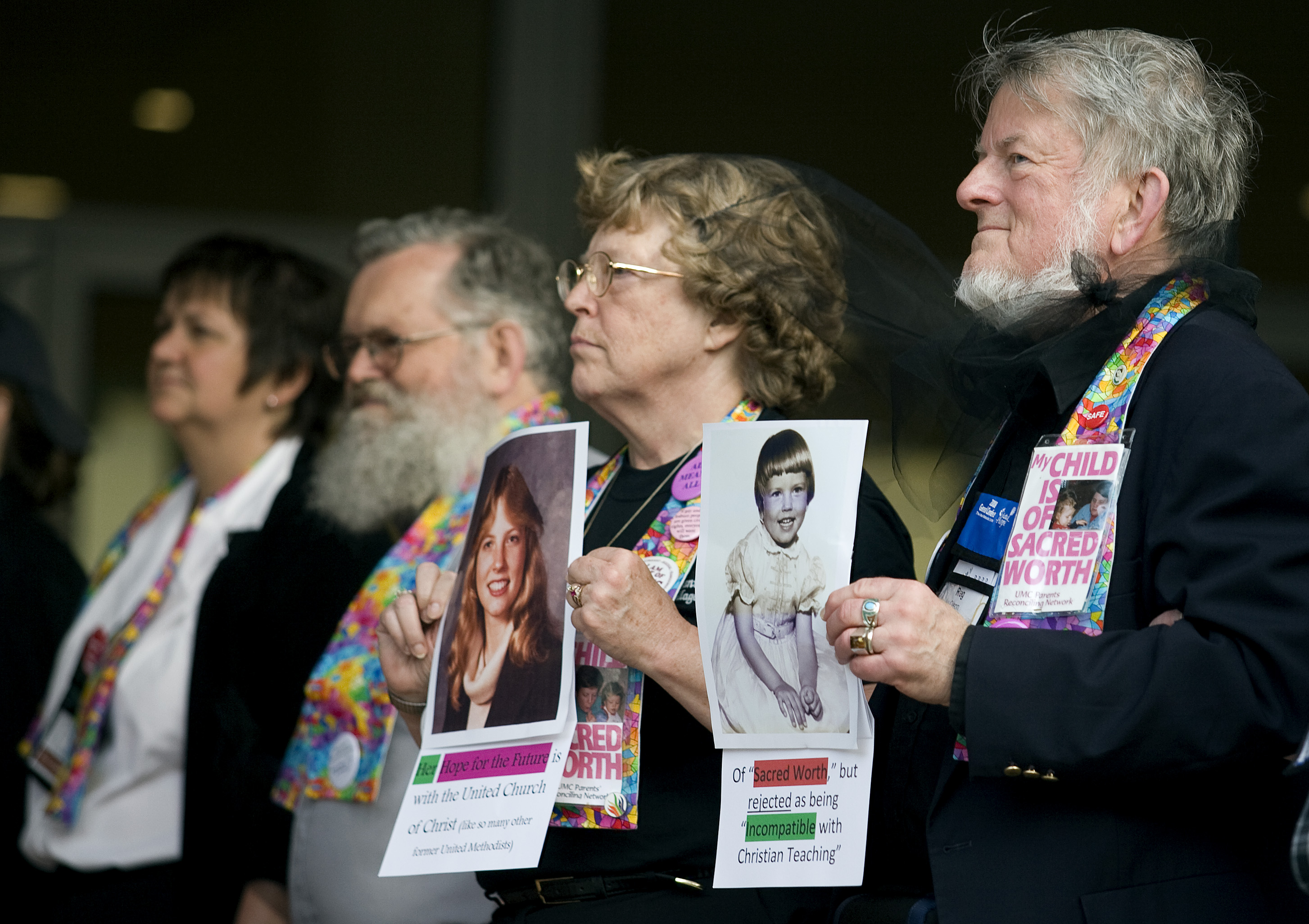 Supporters of gay rights protest church rulings during the 2008 United Methodist General Conference. A UMNS file photo by Mike DuBose.