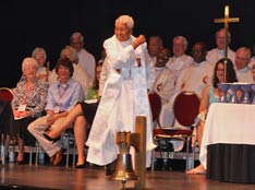 Bishop Violet Fisher preaches at a worship service at the Northeastern Jurisdictional Conference in Harrisburg, Pa. A UMNS photo by Suzy Keenan.
