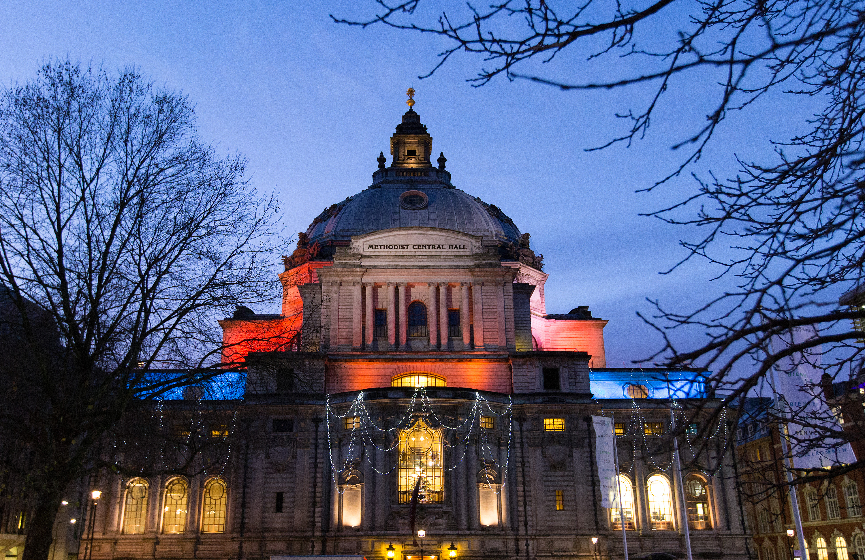 Representatives of The United Methodist Church and Methodist Church in Britain will gather Aug. 11-12, at Methodist Central Hall, Westminster, in London to mark the 50th anniversary of a concordat agreement between the two denominations. The historic hall, which opened in 1912, sits across from Westminster Abbey. 2017 file photo by Mike DuBose, UMNS.
