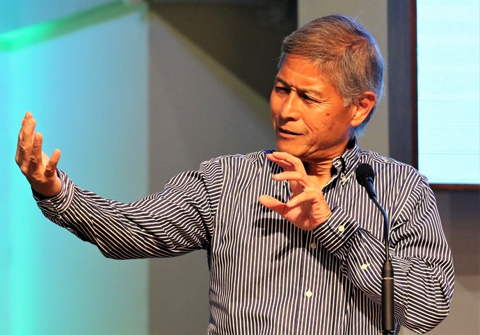 Bishop Grant HagiyaHagiya of the California-Pacific Conference preaches at the 2018 Ohana Conference, Christ United Methodist Church, Honolulu.