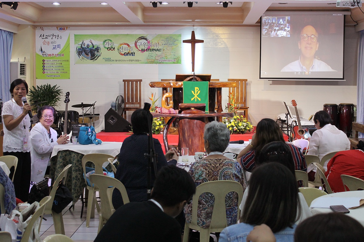 Dave Nuckols, a member of the Commission on a Way Forward, addresses a forum by video call. The discussion organized by the Board of Women's Work was held July 24 in Manila, Philippines. Photo by Gladys Mangiduyos, UMNS.
