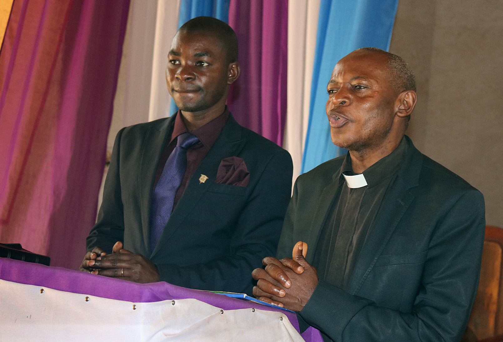 The Rev. Kombi Ramazani (right) is among religious leaders meeting in Uvira, Congo, to urge peace during upcoming elections. Photo by Philippe Kituka Lolonga, UMNS.
