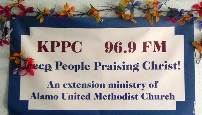 Alamo United Methodist Church in San Antonio, Texas, is home to station KPPC, a low power FM radio ministry. Church member Rodney Davis came up with the slogan Keep People Praising Christ. Photo by Cheryl Megosh.