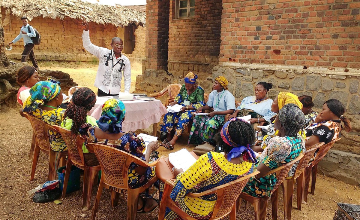 Clergywomen receive leadership training from the Rev. Joseph Bituka during the Kivu Annual Conference in June. Photo by Judith Osongo Yanga, UMNS. 