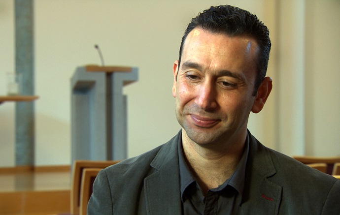 The Rev. Rami Ziadeh is co-founder and co-leader of the Arabic-Speaking United Methodist church in Aarau, Switzerland, along with his wife, the Rev. Anna Shammas. The congregation of 70-80 Christian worshippers from Syria, Egypt, Jordan, Palestine and European countries — as well as some from the Muslim faith — have gathered in the United Methodist Church in Aarau since 2007. Photo courtesy of Bishop Heinrich Bolleter.