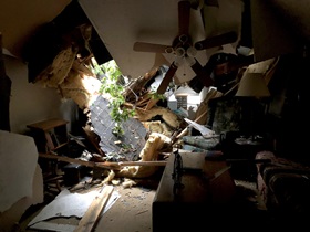 The interior of the Greeners’ home office shows the damage wrought by Florence, which roared in as a Category 1 hurricane. The Rev. Thomas M. Greener is the pastor of Camp Ground United Methodist Church in Fayetteville, N.C. Photo courtesy of Thomas M. Greener.