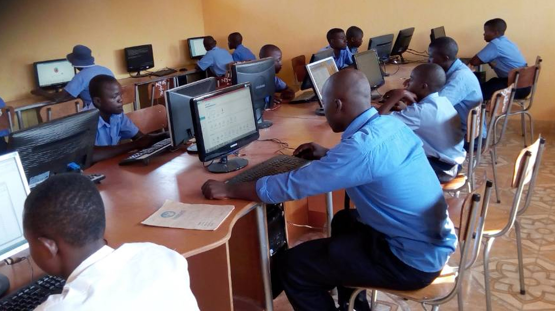 Students work in the new computer lab at Nyamidzi Secondary School in rural Zimbabwe. The lab was created through collaboration between The United Methodist Church and the Zimbabwean government. Photo by Kudzai Chingwe, UMNS.
