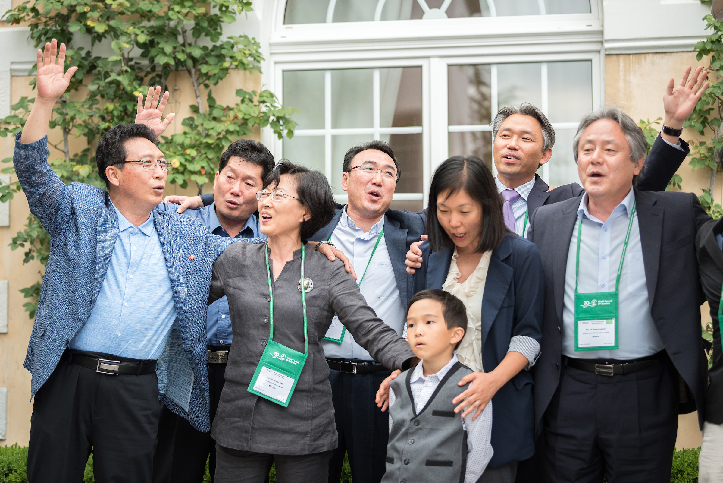 Koreans from both North and South Korea and American Koreans join together in singing a 600- year-old Korean folk song, "Arirang," about love and reuniting during 70th anniversary events of the World Council of Churches in Geneva. At the "Roundtable for Peace on the Korean Peninsula," a Nov. 9-11 event in Atlanta hosted by the United Methodist Board of Global Ministries, Methodist and ecumenical leaders will discuss the best ways to help secure the peace. Photo by Albin Hillert, WCC.