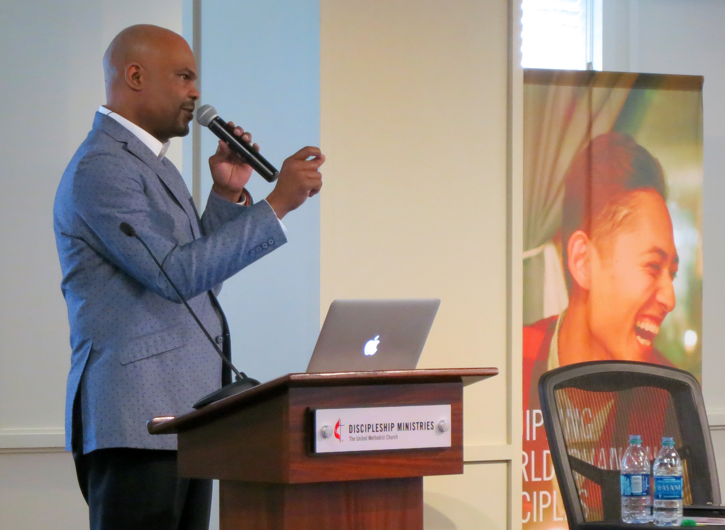 The Rev. Junius B. Dotson, top executive of Discipleship Ministries, lays out his agency’s plans to help United Methodists reach people for Jesus. He addressed his agency’s board in March 2017 in Nashville, Tenn. Photo by Heather Hahn, UMNS.