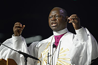 Bishop John Yambasu gives the sermon during morning worship May 19 at the 2016 United Methodist General Conference in Portland, Ore. File photo by Paul Jeffrey, UMNS.