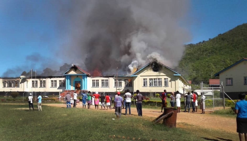 A fire partially destroyed Hartzell High School, a United Methodist school at Old Mutare Mission in Zimbabwe on April 6. Photo by Sengurayi Mashiri. A fire partially destroyed Hartzell High School, a United Methodist school at Old Mutare Mission in Zimbabwe on April 6. Photo by Sengurayi Mashiri.