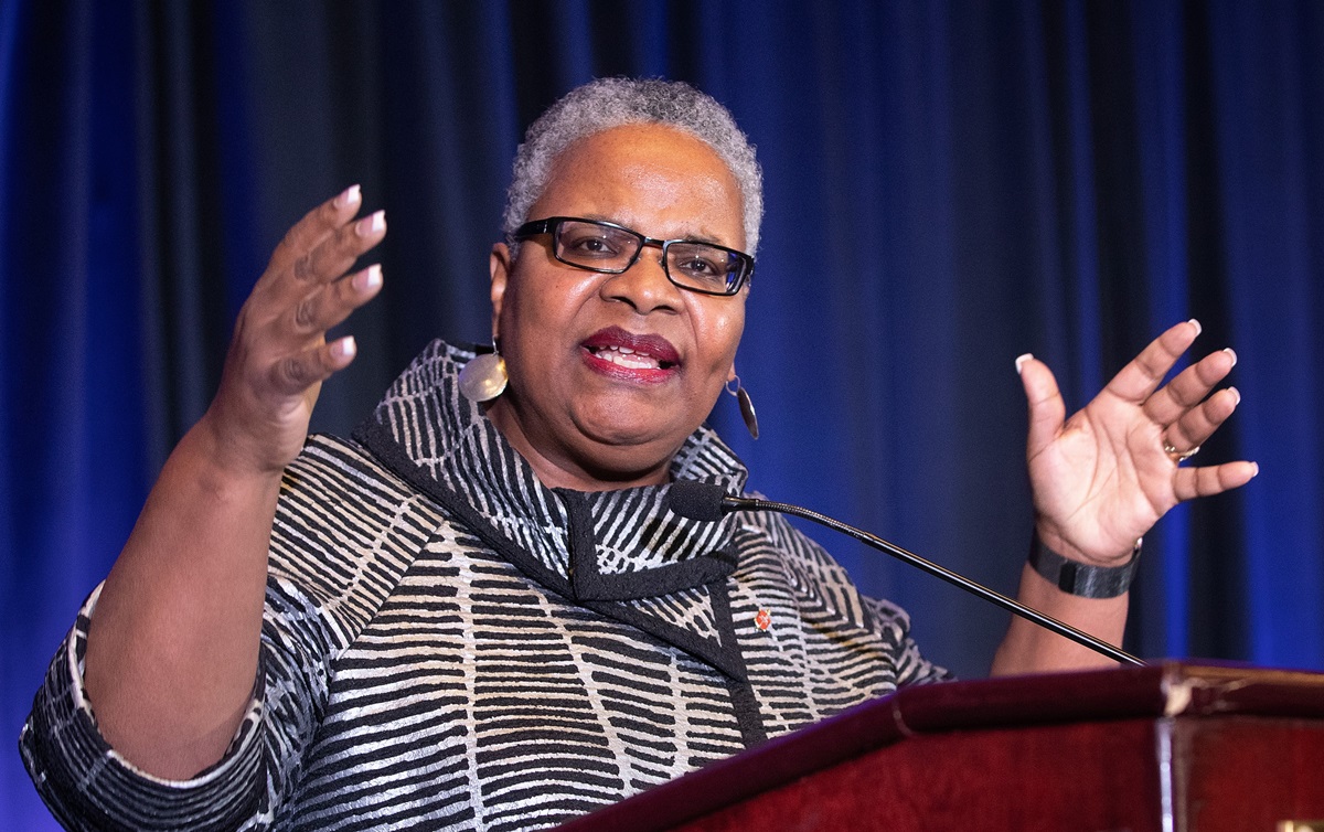 Bishop LaTrelle Easterling leads a report on the 2019 General Conference during the Black Methodists for Church Renewal meeting in Atlanta. Easterling raised a concern about LGBTQ African Americans in the church, calling them “the marginalized of the marginalized.” Photo by Mike DuBose, UMNS. Bishop LaTrelle Easterling leads a report on the 2019 General Conference during the Black Methodists for Church Renewal meeting in Atlanta. Easterling raised a concern about LGBTQ African Americans in the church, calling them “the marginalized of the marginalized.” Photo by Mike DuBose, UMNS.
